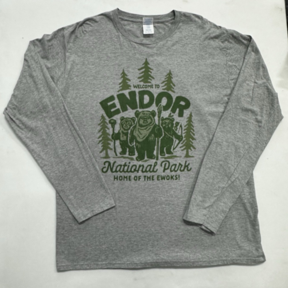 Star Wars Endor National Park Ewok Graphic Long Sleeve Shirt Sz XL Nostalgic